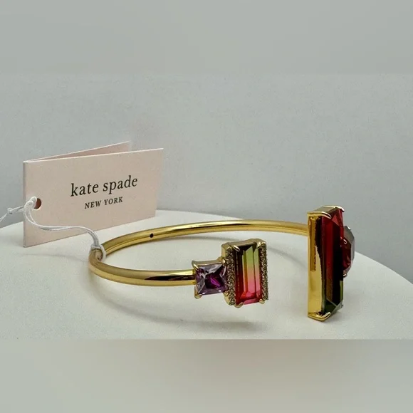$78 Kate Spade Geo Gems Ombré Flex Cuff Bracelet NWT Pink/Multi - Picture 4 of 6